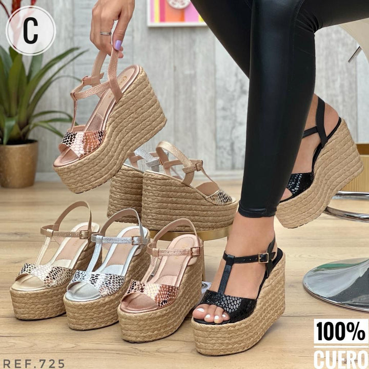 Plataforma mujer en Cuero, Zapatos mujer